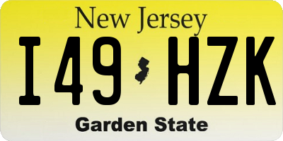 NJ license plate I49HZK