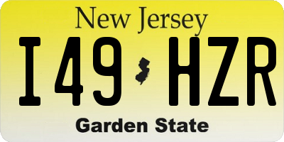 NJ license plate I49HZR