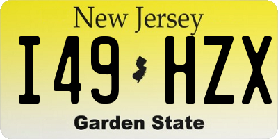 NJ license plate I49HZX