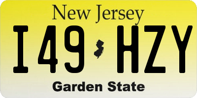 NJ license plate I49HZY
