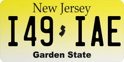 NJ license plate I49IAE