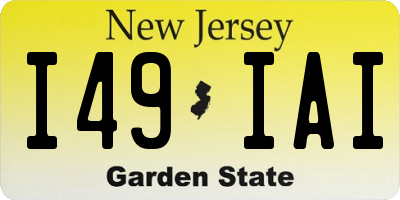NJ license plate I49IAI