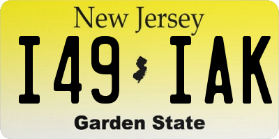 NJ license plate I49IAK