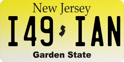 NJ license plate I49IAN