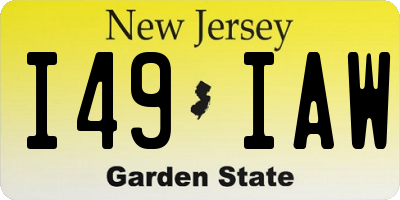 NJ license plate I49IAW