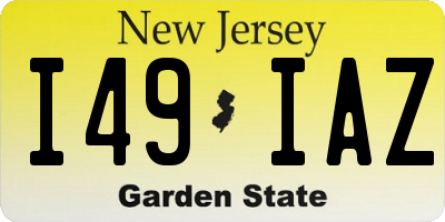 NJ license plate I49IAZ
