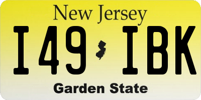 NJ license plate I49IBK