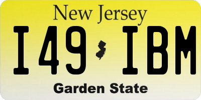 NJ license plate I49IBM