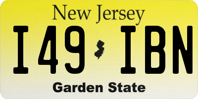 NJ license plate I49IBN