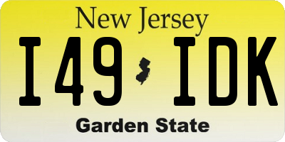 NJ license plate I49IDK