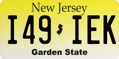 NJ license plate I49IEK