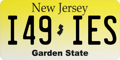 NJ license plate I49IES