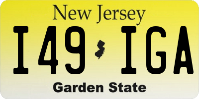 NJ license plate I49IGA