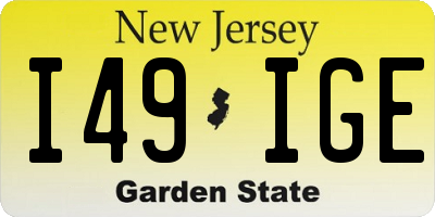 NJ license plate I49IGE