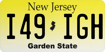 NJ license plate I49IGH