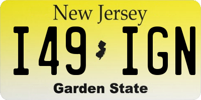 NJ license plate I49IGN