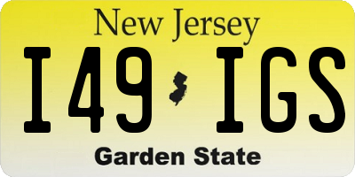 NJ license plate I49IGS