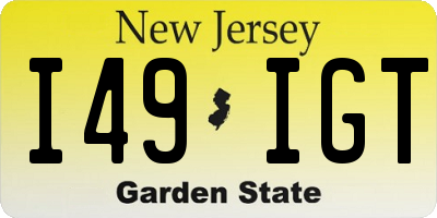 NJ license plate I49IGT