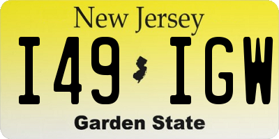 NJ license plate I49IGW