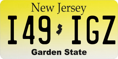 NJ license plate I49IGZ