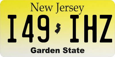 NJ license plate I49IHZ