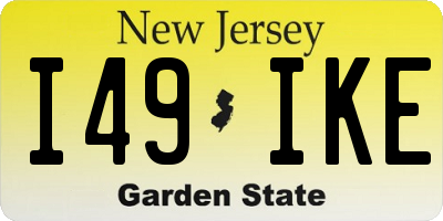NJ license plate I49IKE