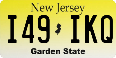 NJ license plate I49IKQ