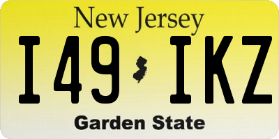 NJ license plate I49IKZ
