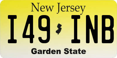 NJ license plate I49INB