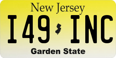 NJ license plate I49INC
