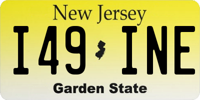 NJ license plate I49INE