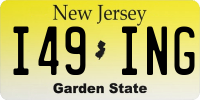 NJ license plate I49ING