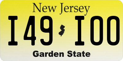 NJ license plate I49IOO