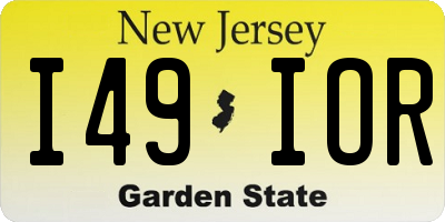 NJ license plate I49IOR