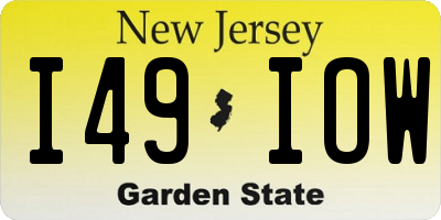 NJ license plate I49IOW