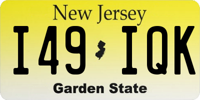 NJ license plate I49IQK