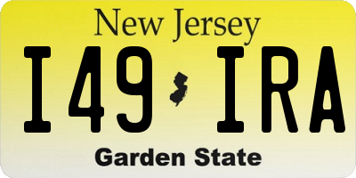 NJ license plate I49IRA
