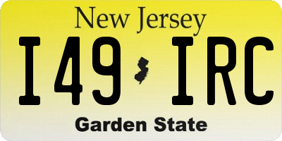 NJ license plate I49IRC