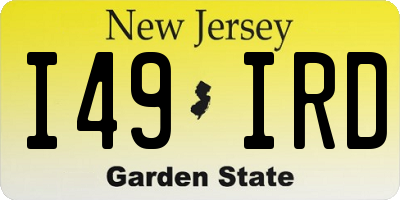 NJ license plate I49IRD