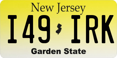 NJ license plate I49IRK