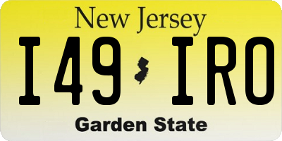 NJ license plate I49IRO
