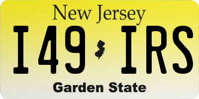 NJ license plate I49IRS