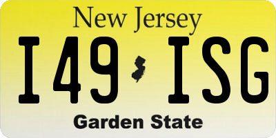 NJ license plate I49ISG