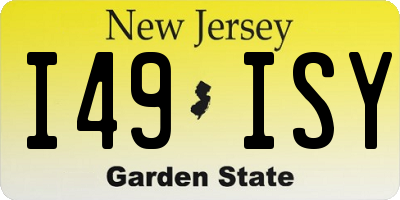 NJ license plate I49ISY