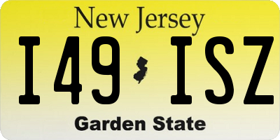 NJ license plate I49ISZ