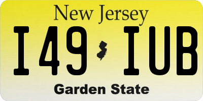 NJ license plate I49IUB