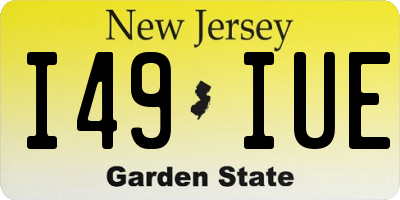NJ license plate I49IUE