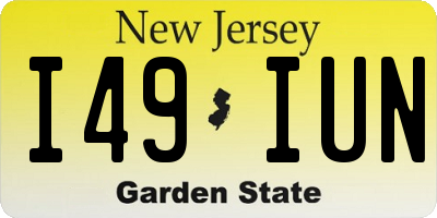 NJ license plate I49IUN