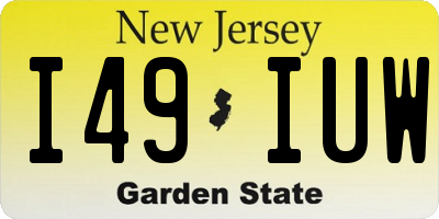 NJ license plate I49IUW