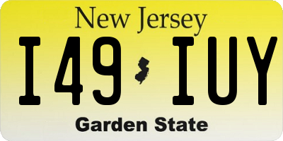 NJ license plate I49IUY
